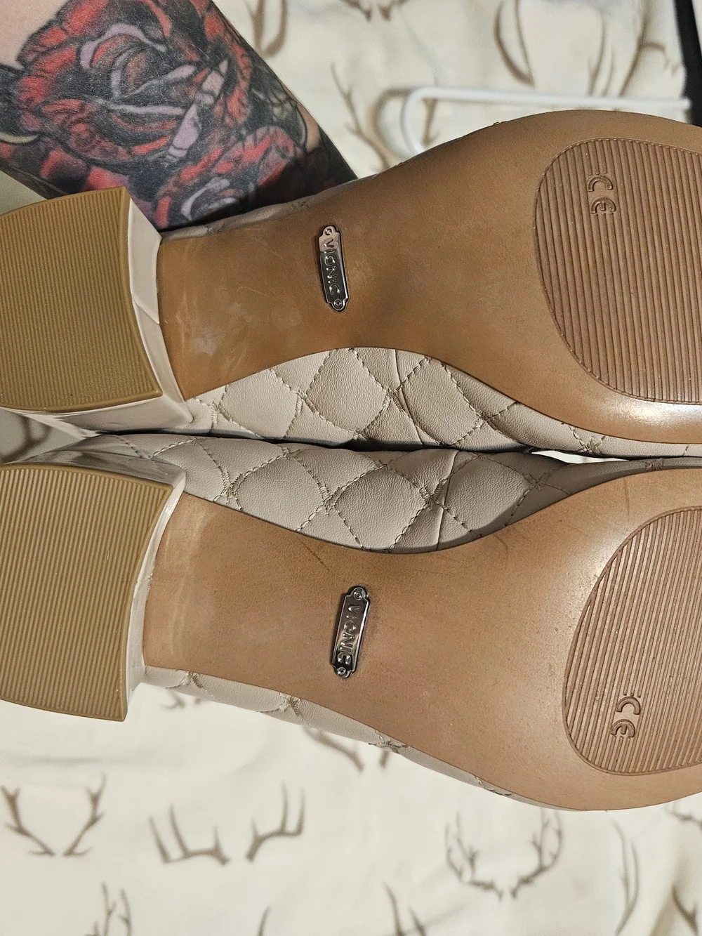 Vionic Quilted Block Heel Ballet Flats - Taupe